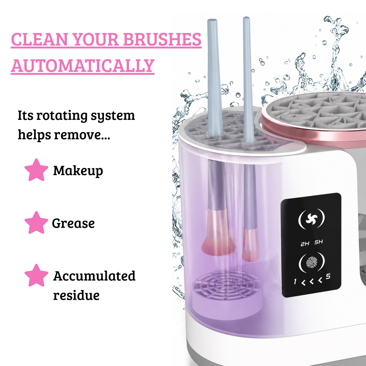 Automatic makeup brush cleaner