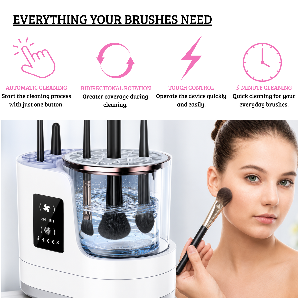 Automatic makeup brush cleaner