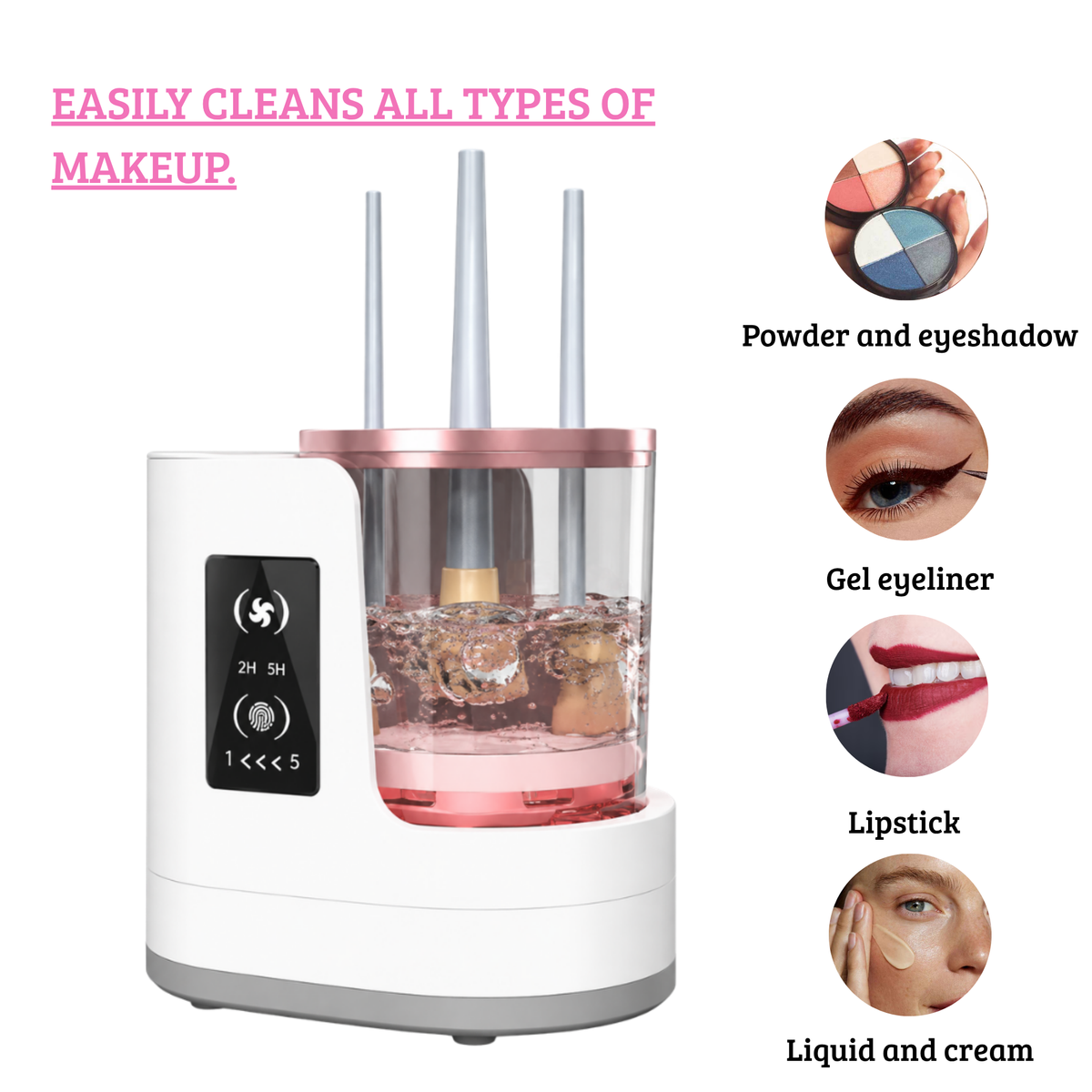 Automatic makeup brush cleaner