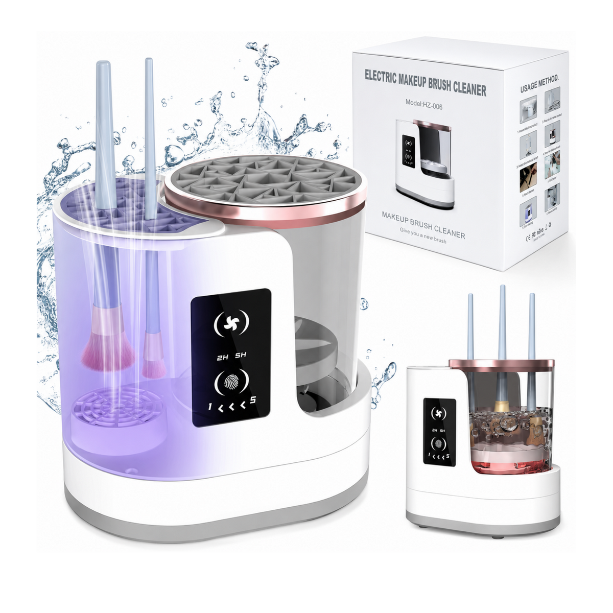 Automatic makeup brush cleaner